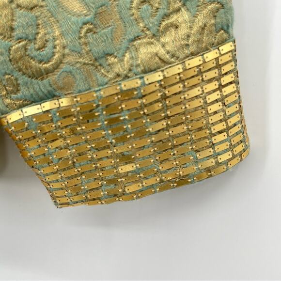 Soft Surroundings green gold floral brocade embellished evening blazer jacket S - Picture 9 of 16